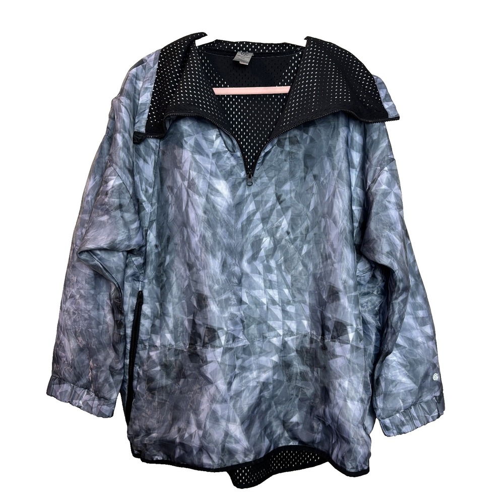Champion Holographic Windbreaker Jacket Side Zip Vents‎ Funnel Neck Pockets 2XL